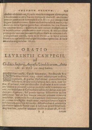 Oratio Laurentii Campegii ...