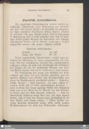 VIII. Eigentliche Seifenschmieren