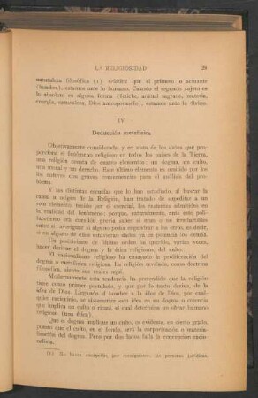 IV - Deducción metafísica