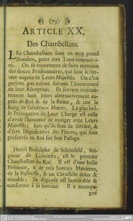 Article XX. Des Chambellans