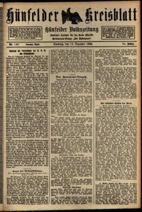 Zweite Ausgabe vom Samstag, den 13. Dezember 1924.