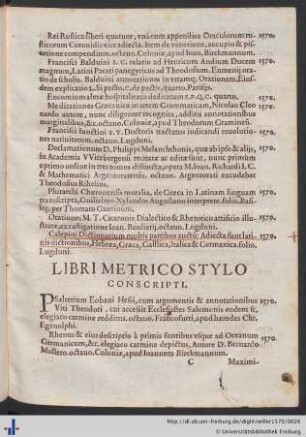 Libri Metrico Stylo Conscripti.