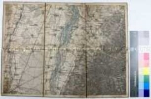 Schematisch-topographische Karte der Gegend nordöstlich von Mulhouse zwischen Ensisheim, Neuenburg, Mühlheim und Staufen im Elsass und Breisgau-Hochschwarzwald