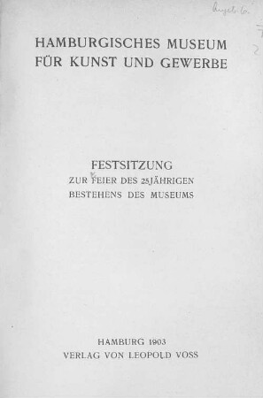 Festsitzung zur Feier des 25jährigen Bestehens des Museums