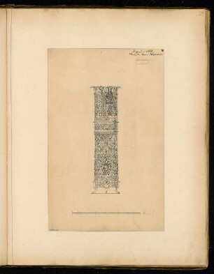 Ofenmantel Monatskonkurrenz Dezember 1869: Ansicht; Maßstabsleiste