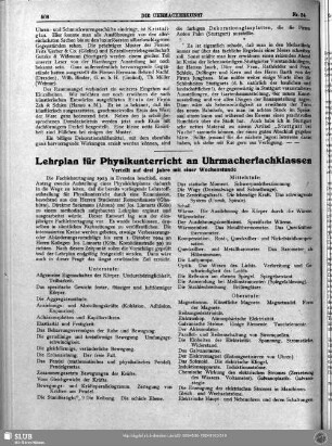 Lehrplan für Physikunterricht an Uhrmacherfachklassen