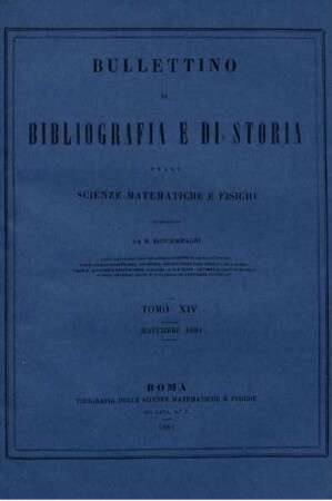 Tomo XIV. Novembre 1881.