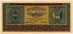 Geldschein, 5.000 Kuna, 1.9.1943