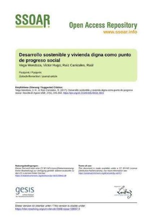 Desarrollo sostenible y vivienda digna como punto de progreso social