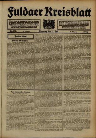 Zweite Ausgabe vom Samstag, den 11. Juli 1914.