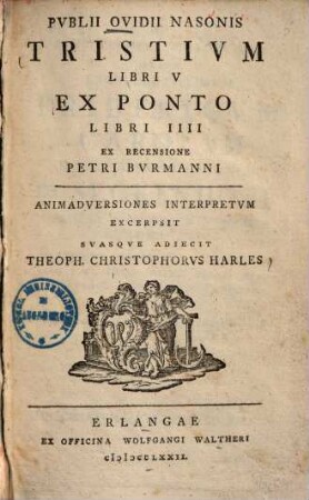 Pvblii Ovidii Nasonis Tristivm Libri V