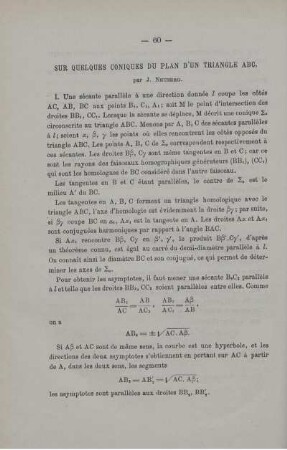 SUR QUELQUES CONIQUES DU PLAN D'UN TRIANGLE ABC.