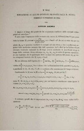 Risoluzione di alcune quistioni proposte dalla r. scuola normale superiore di pisa.