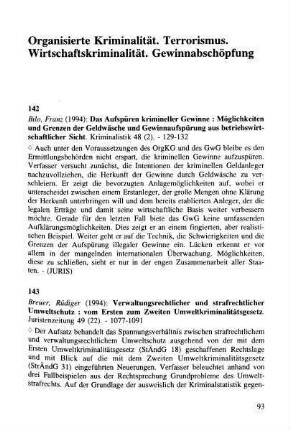 93-114, Organisierte Kriminalität. Terrorismus. Wirtschaftskriminalität. Gewinnabschöpfung