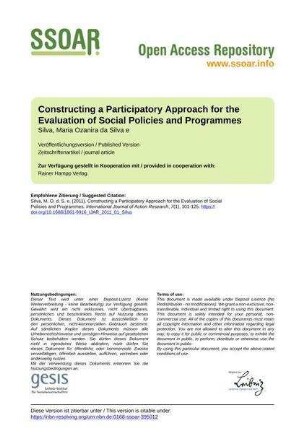 Constructing a Participatory Approach for the Evaluation of Social Policies and Programmes