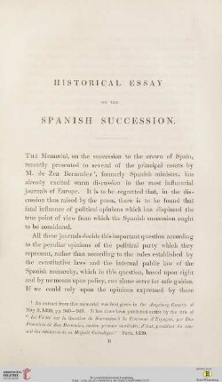 Historical essay on the Spanish succession