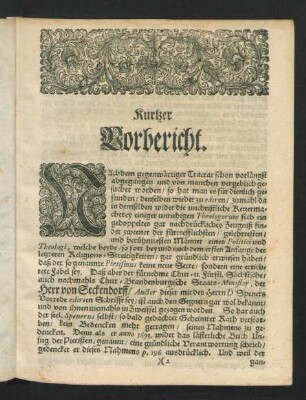 Kurtzer Vorbericht