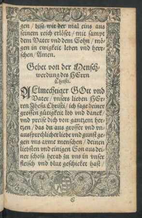 Gebet von der Menschwerdung des Herrn Christi.