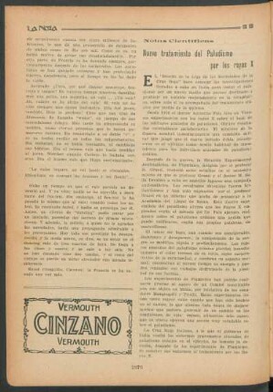 Notas científicas : Nuevo tratamiento del paludismo por los rayos x