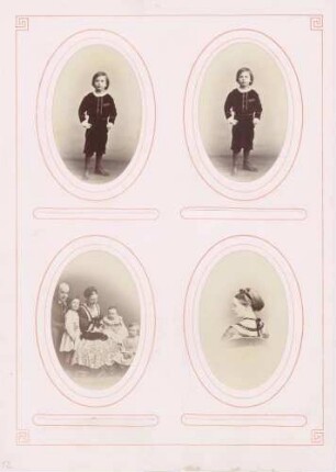 links oben: Unbekannt (Knabe) rechts oben: Unbekannt (Knabe) links unten: Unbekannt (Paar mit 3 Kleinkindern) rechts unten: Unbekannt (Dame)