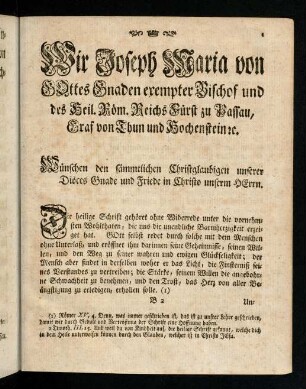 1-20, Wir Joseph Maria von Gottes Gnaden exempter ...