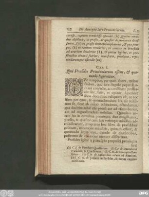 Cap. I. Qui Praesides Provinciarum essent, & quomodo legeruntur.