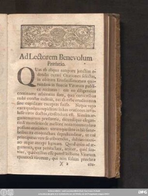Ad Lectorem Benevolum Praefatio.
