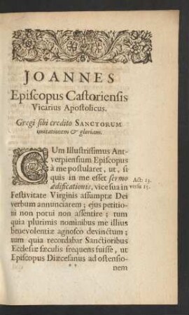 Joannes Episcopus Castoriensis Vicarius Apostolicus.