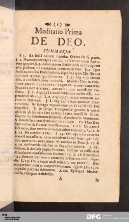 Meditatio Prima DE DEO.