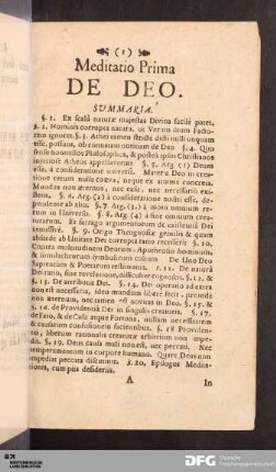 Meditatio Prima DE DEO.