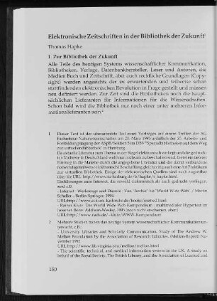 Elektronische Zeitschriften in der Bibliothek der Zukunft