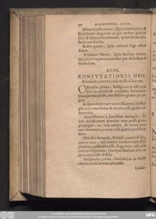 XCIII. Confutationis Obiectionum, contra caedem Baalitarum.