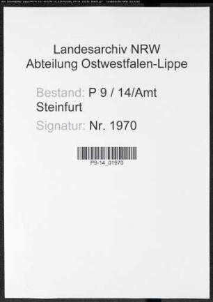 Sterberegister Standesamt Amt Steinfurt