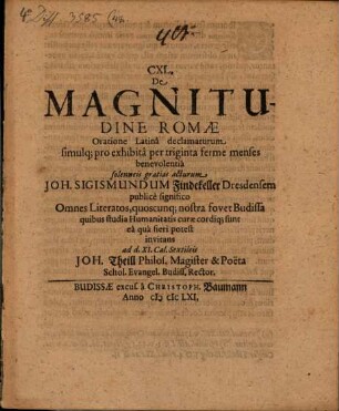 CXL. De magnitudine Romae
