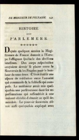 Histoire Des Parlemens.