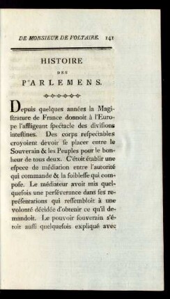 Histoire Des Parlemens.