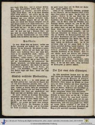 Der Tod eines edeln Schweizers.