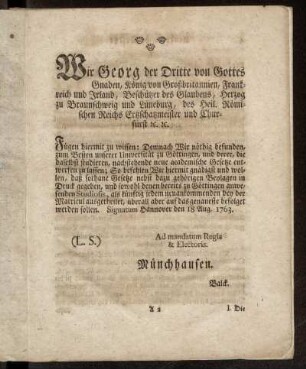 Wir Georg der Dritte von Gottes Gnaden,[...]
