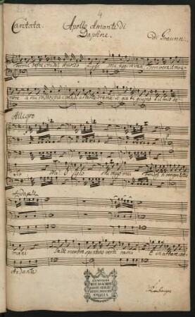 Apollo amante di Dafne; S, strings; GraunWV C:III:67