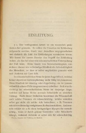 Die Ursachen und die Verhütung der Blindheit : Gekrönte Preisschrift. Herausgegeben durch die Society for the prevention of Blindness in London