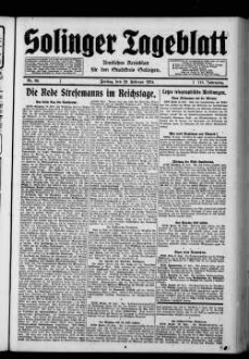 Solinger Tageblatt : die Nachmittagszeitung der Klingenstadt : aelteste Tageszeitung im Stadtkreis Solingen