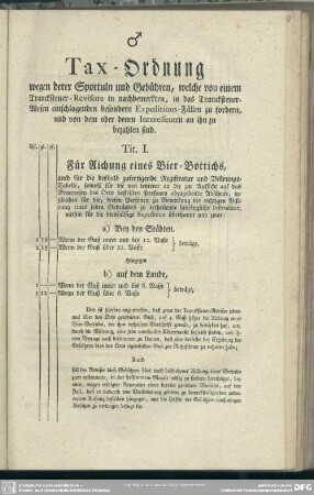 Tax-Ordnung wegen derer Sportuln und Gebühren ...