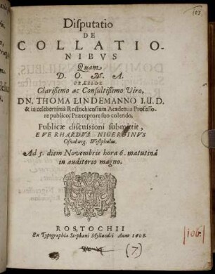 Disputatio De Collationibus