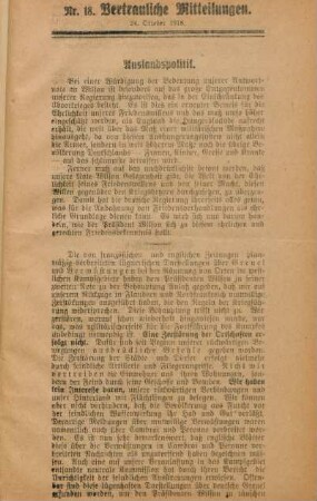 18.1918: Vertrauliche Mitteilungen