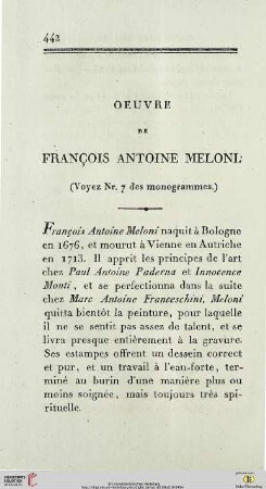 Oeuvre de François Antoine Meloni