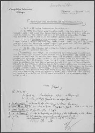 Kusterdingen: Pfarrbericht 1955