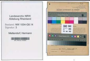 Entnazifizierung Hermann Mettendorf , geb. 17.02.1910 (Ingenieur)