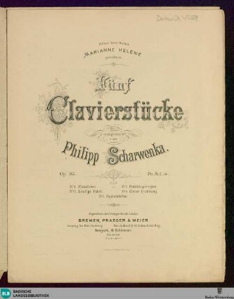 Fünf Clavierstücke : op. 83