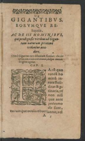 Quod Gigantes ante diluvium fuerint ... Cap. I.