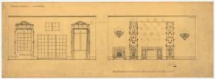 Wohnhaus Kretzer, Berlin-Tiergarten: Speisezimmer: 2 Wandansichten der Längswände 1:25, Variante